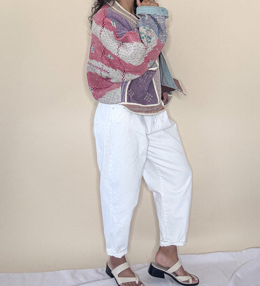 Good Karma | Raglan Sleeve Cropped Kantha Quilt Jacket| Reversible