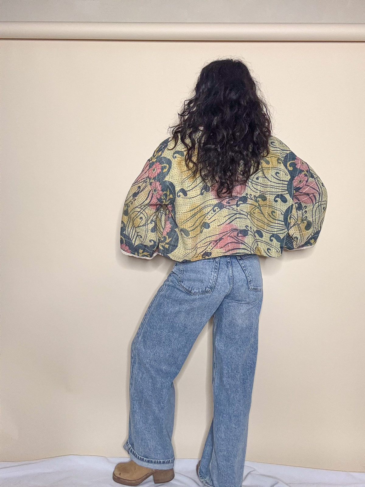 The Mila | Batwing Sleeve Cropped Kantha Jacket | Reversible