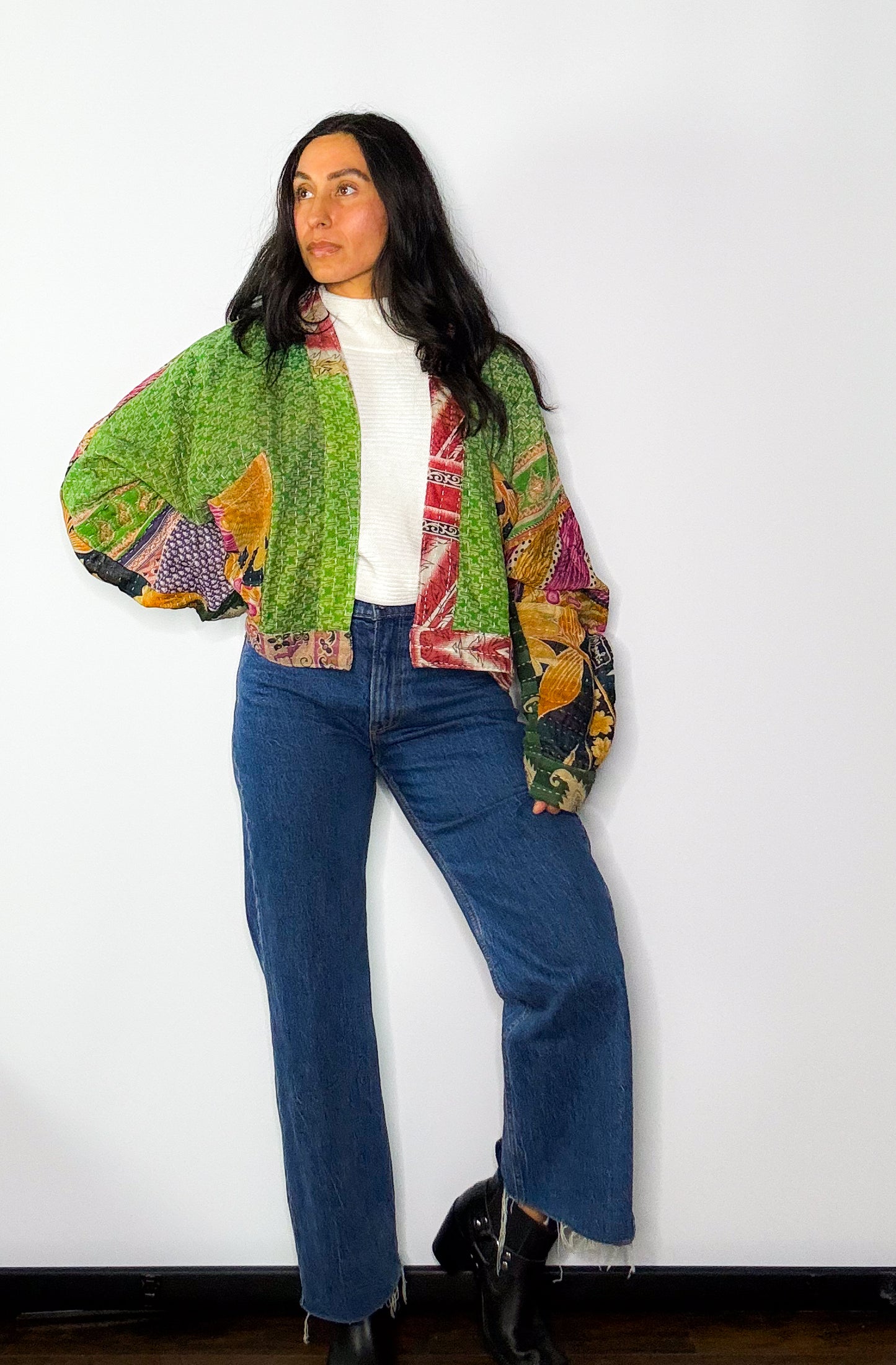 Cordelia| Raglan Sleeve Reversible Kantha Jacket