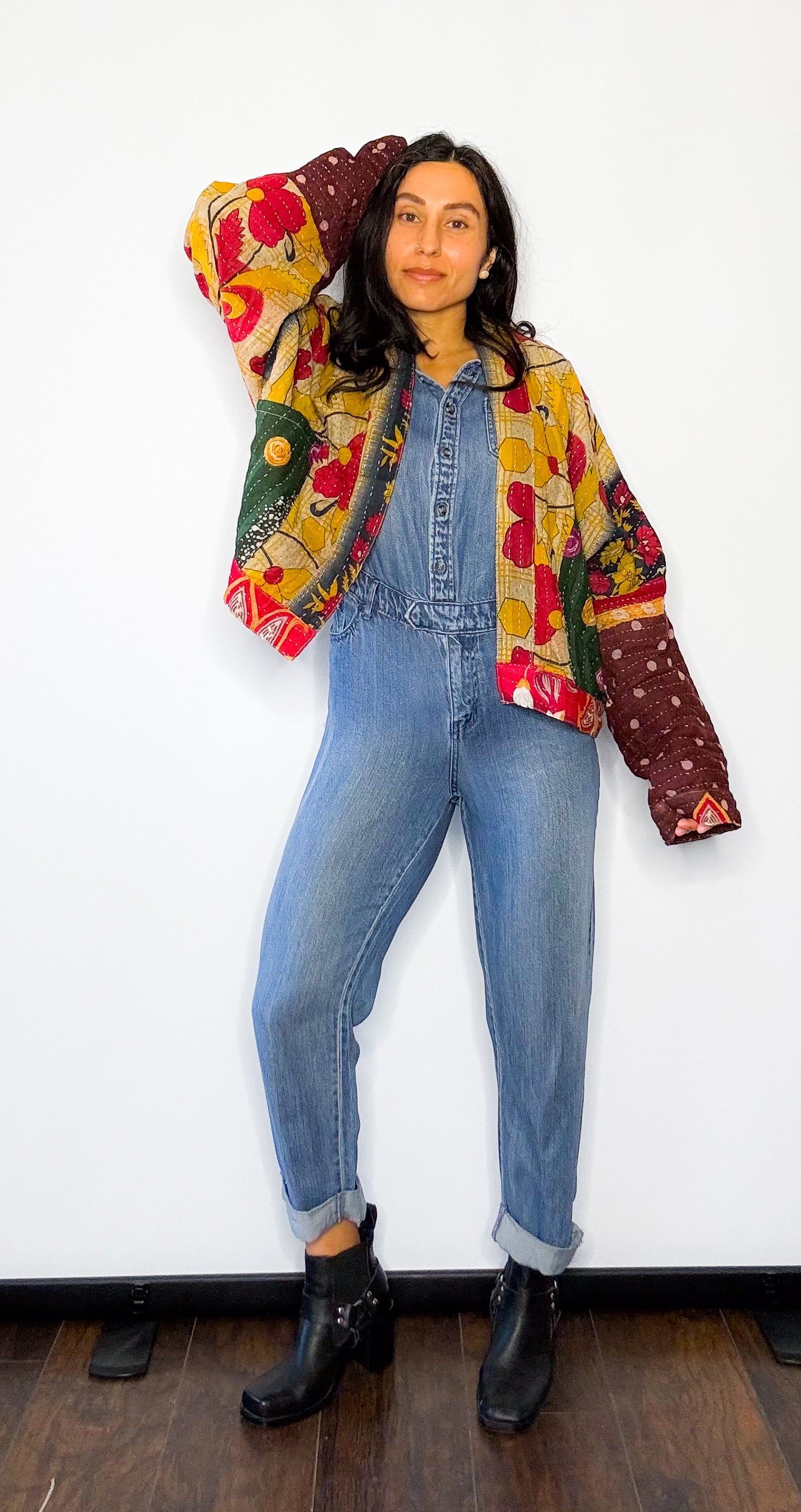 Chavela| Raglan Sleeve Reversible Kantha Jacket