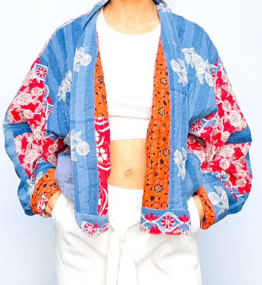 In Lust Raglan Sleeve Reversible Kantha Jacket