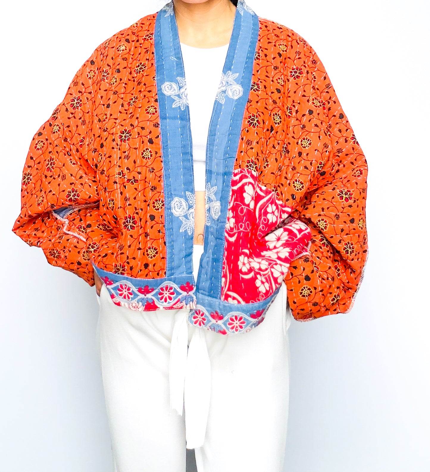 In Lust Raglan Sleeve Reversible Kantha Jacket