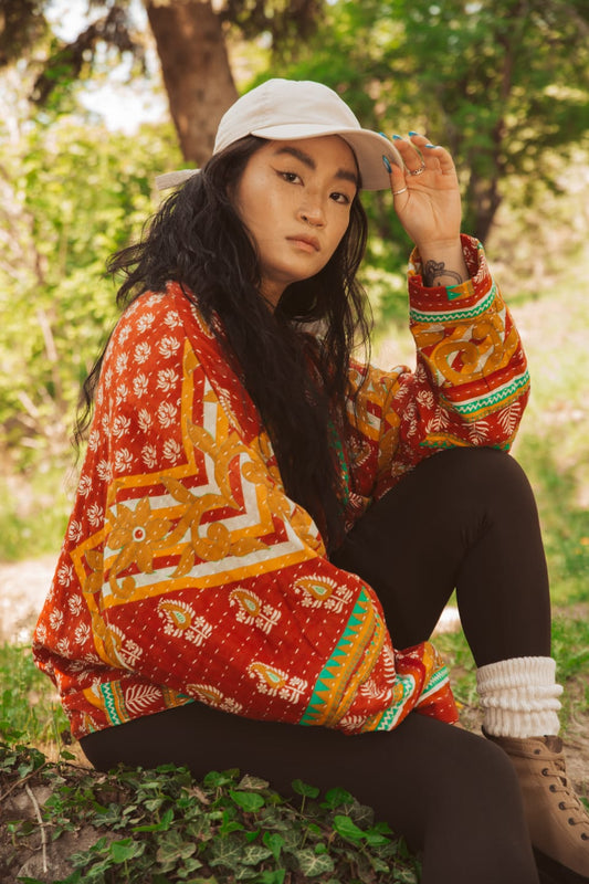 Take Me To The Outback Raglan Sleeve Kantha Jacket