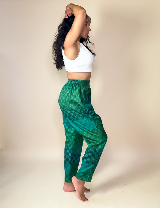 Spiritual Green Silk Harem Trouser Pants